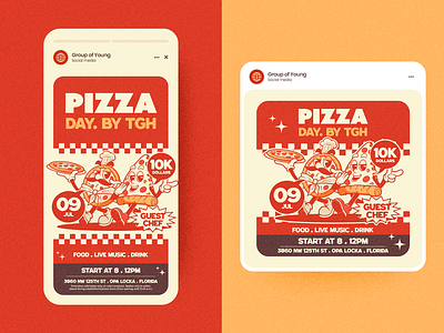 Pizza day adaptative brandign design ilustration media photoshop pizza post socialmedia stoyry