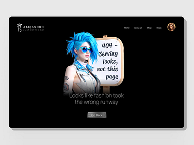 404 Error Page – Serving Looks, Not This Page 👀🖤 3dcharacter 3ddesign 404page blender creative404 darkui dribbbleshowcase errorpagewithstyle fashionui hyperrealism rendering uxconcept webdesigninspiration