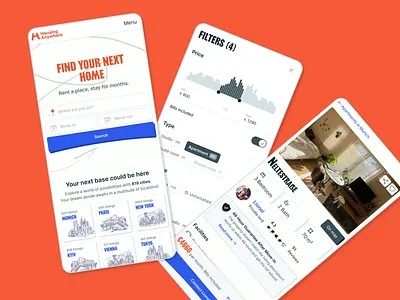 Real Estate Rental Mobile Website: Rebranding booking branding mobile real estate ui web