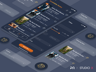 Boom. Mobile & Web app app application application design casting app dark blue dark colors app dark ui design mobile interface design mobile app movie app product design ux ux design uxui