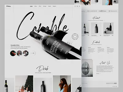 Canable - Wine Drink Landing bar bottle brand branding design drink glass home page landing minimal shop store typography ui ux web website wine winery wineshop