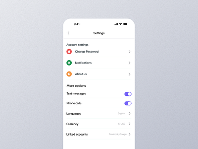 Setting Mobile App Ui app graphic design mobile screen setting setting app setting dashboard setting design setting details setting interface setting option setting page setting ui setting view setting widget ui