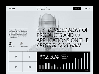 Aptos - crypto blockchain redesign bitcoin blockchain clean crypto crypto exchange crypto trading cryptocurrency design finance fintech home page landing landing page minimal ui ux wallet web design website