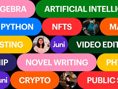 Colorful Learning Topics Display colorful interface content grid course selection digital curriculum edtech branding education learning online education rounded buttons student profile subject highlights subject tags tech learning topics display typographic interface typography visual modules youth design