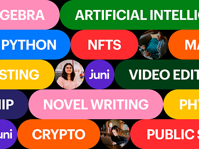 Colorful Learning Topics Display colorful interface content grid course selection digital curriculum edtech branding education learning online education rounded buttons student profile subject highlights subject tags tech learning topics display typographic interface typography visual modules youth design