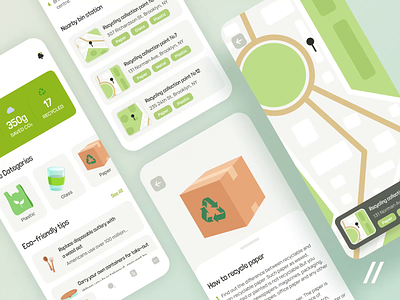 Recycling Mobile IOS App android animation app app design app interaction dashboard design gps interaction ios map mobile mobile app mobile ui motion online recycling statistics ui ux