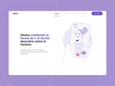 Sofía Salud - Landing Page 2d animation animation 2d character character animation character design design graphic design healthcare healthcare insurance hover illustration landing page micro interaction microinteraction motion graphics ui uidesign ux web