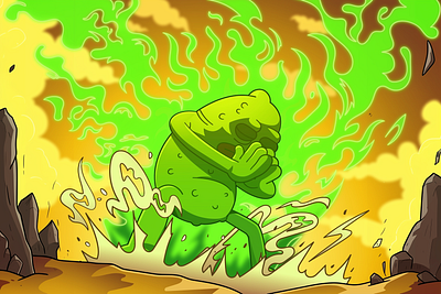 Cuke: 2D Character design (Social post art) #7 advertising art cartoon character design crupto art crypto crypto art cucumber energy fight illustration instagram magic meme coin power pray social media social post vector