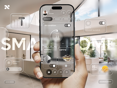 Smart Home App - Liquid Glass air app glass glassmorphism home innovation ios liquid glass minimalism mobile monitoring product designer smart devices smart home app technology temperature ui design ui futuristic user interface ux design