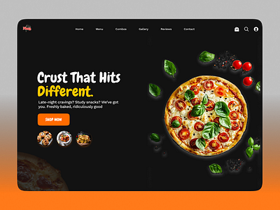 Crust That Hits Different — Pizza Website UI Design dailyui figmadesign foodwebste landingpage pizzadesign pizzaui pizzawebsitedesign restaurantwebsite ui uidesign webdesign
