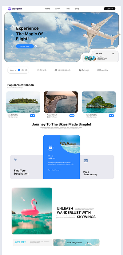Flight Booking Landing Page – UI Concept figma flightbooking ui