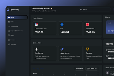 OptimalPay - Webapp Dashboard dashboard design finance finance dashboard fintech fintech dashboard fintech design product design ui uiux ux web web app design web design webapp