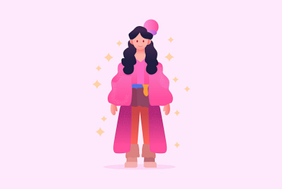 Fantasy Character Minimal Flat vector animation art cartoon character concept fantasy flat fun girl graphic design illustration kids minimal minimal design purple vector woman