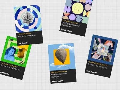 BigThink Illustrations branding collage cover cover design covers geometric grid illo illustration thumbnail design thumbnails