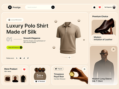 Prestige Luxury Fashion E-Commerce Website aesthetic business clean dashboard ecommerce fashion landing page luxury marketing media media platform modern saas shopify simple ui uiux ux webdesign website