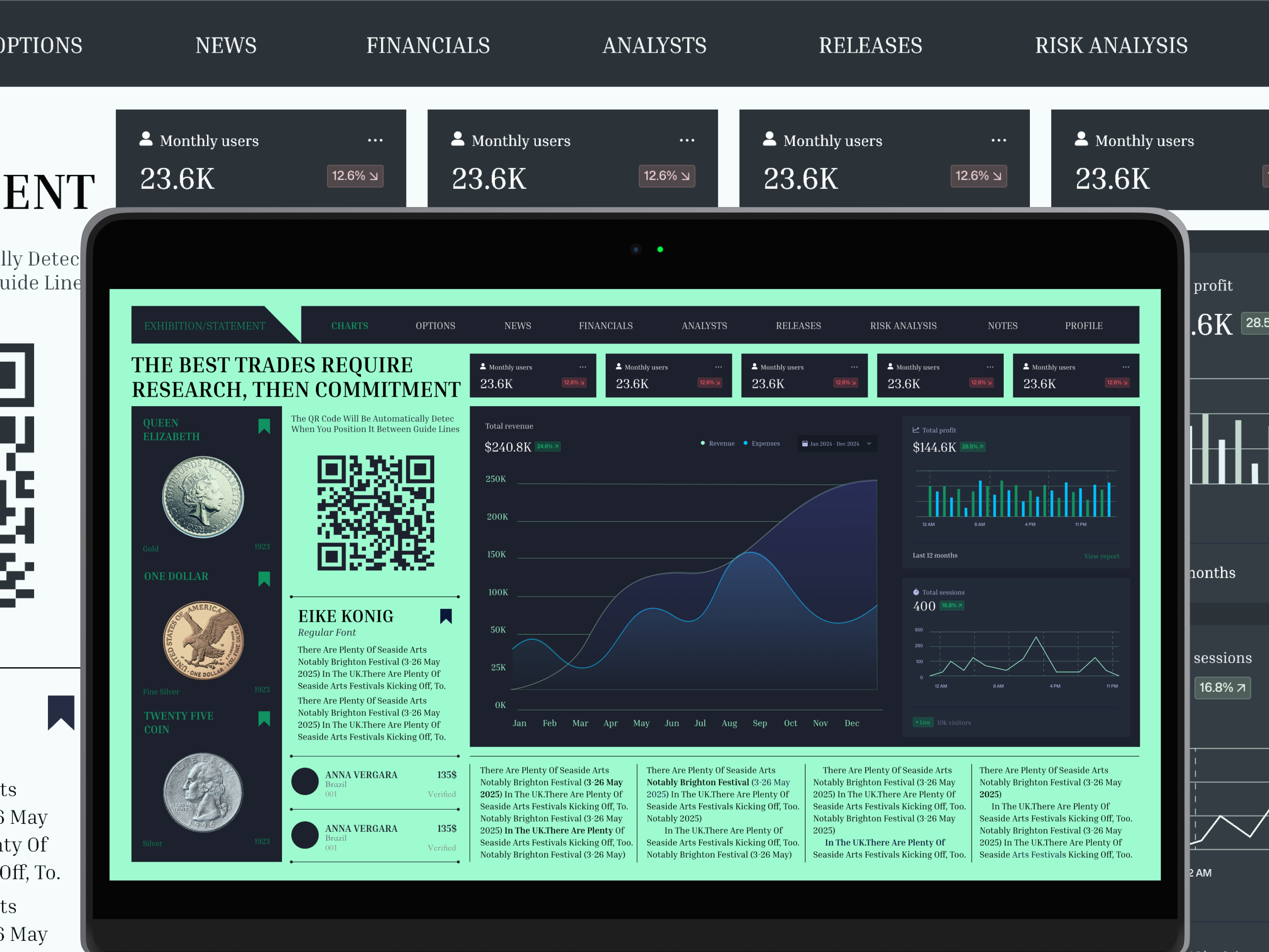 Dashboard Website UI Design analytics charts column design dailyui dashboard design gif green inspiration money tech trading trends ui ui ux design user interface ux web webinspiration website