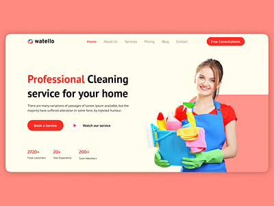 Landing page banner for cleaning service website. adobexd design graphic design illustration logo ui uiux userexperience userinterface ux