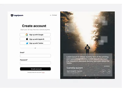 Create Account – Web App UI figma ui