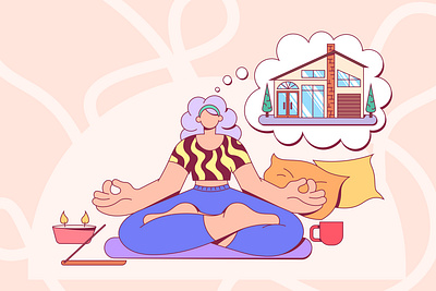 Dream house 2d character concept design illustration vector visual