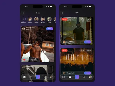 Grimy - Social Media App app design instagram live media mobile social ui