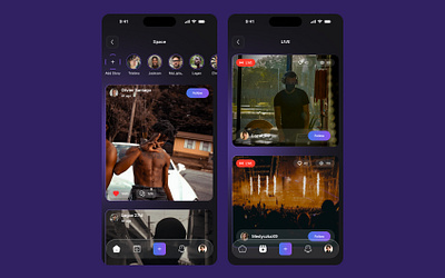 Grimy - Social Media App app design instagram live media mobile social ui