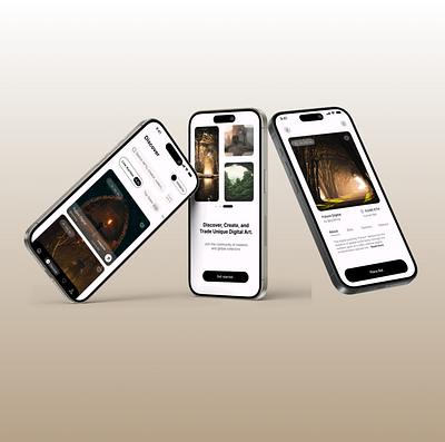 Digital Art Trading App – Onboarding | About | Discover ui