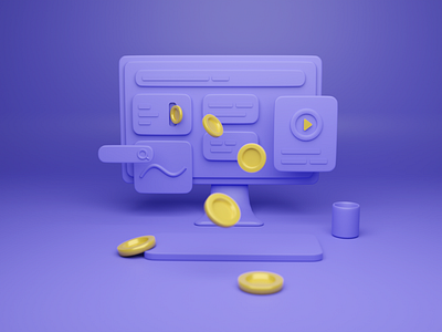 Make money online ;) 3d 3d illustration bitcoin blender crypto monitor screen