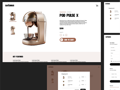 Cafésirius – Premium Coffee eCommerce Experience branding cart design checkout experience cloneable template design e commerce platform online store shopping cart design