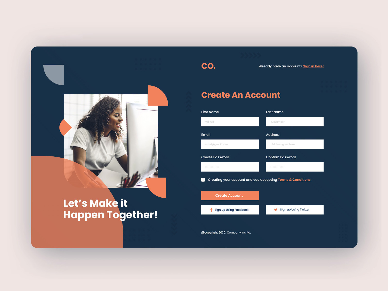 Sign-up Form Design | Account creation form adobe photoshop branding graphic design signup form ui ui design user experience website design