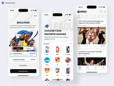 BROU - User Preference allstar basketball clean design graphic design lebron james live strem luka doncic nba ncaa nicola jokic sport score sports sports statistics stephen curry ui user preference ux wnba