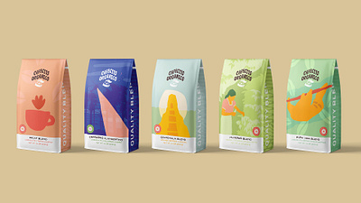 Cafecito Organico - Coffee Bag Design Lineup branding coffee coffee bag design graphic design illustration