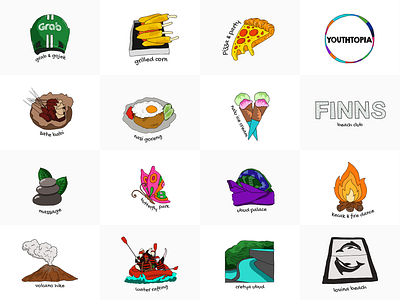 Illustration / ProCreate / Bali bali bali design bali map corn illustration design dolphins gojek grab graphic design illustration nasi goreng pizza illustration volcano water rafting youthtopia