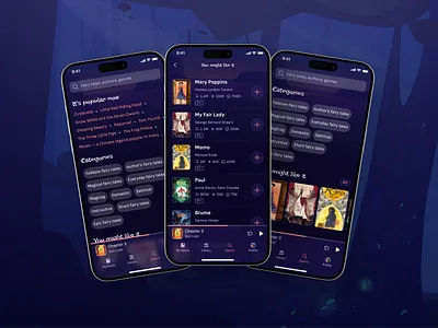 World of Fairy Tales (Search Page) app design bookstore bookstore app fairy tale monile app fairy tale online fairytale figma for kids kids story mobile design online bookstore online bookstore mobile app story ui