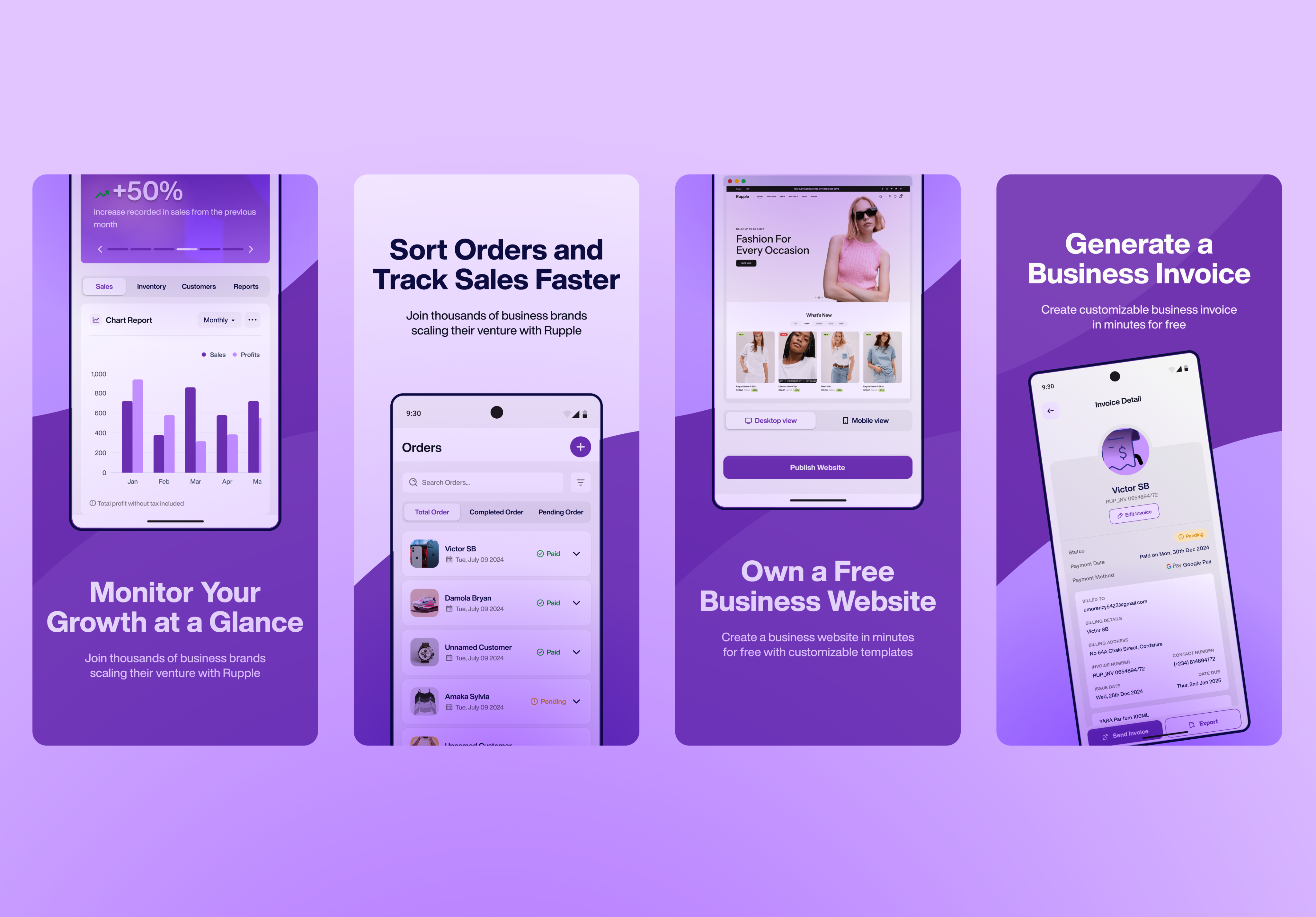 Playstore Screenshots - Rupple Business branding design designer graphic design illustration logo product designer ui user interface vector