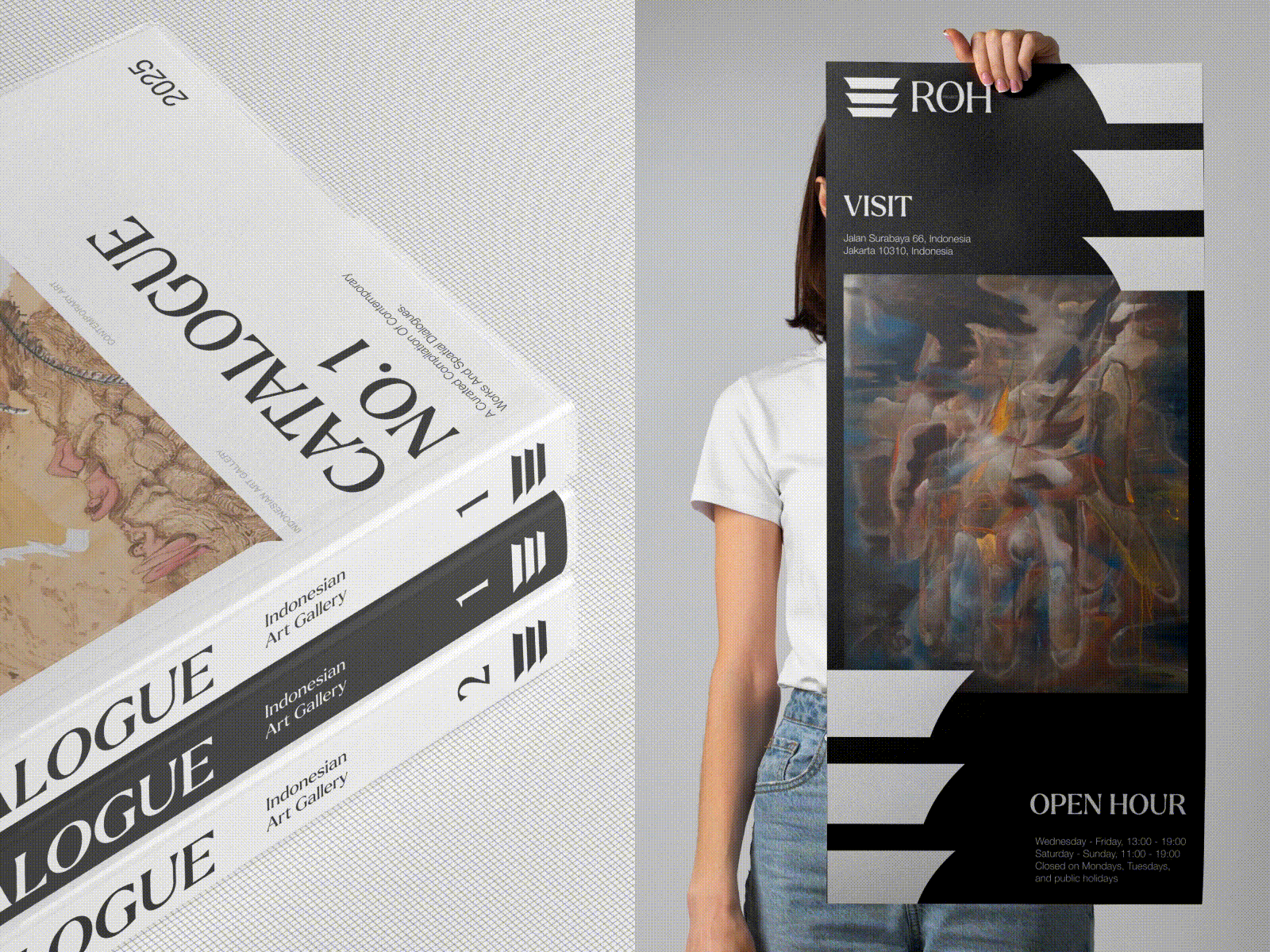 ROH Project - In Print artbookdesign artgallerydesign bookcatalogue brandidentity branding contemporaryart design dribbble editorialdesign gallerycatalogue graphic design illustration jakartadesign logo logo design minimalistbranding rohprojects typographicdesign visualidentity