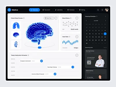 Healthcare Medical Dashboard brain checkup dashboard design doctor healthcare hospital laboratory medical neurology patient tracking ui ux web app