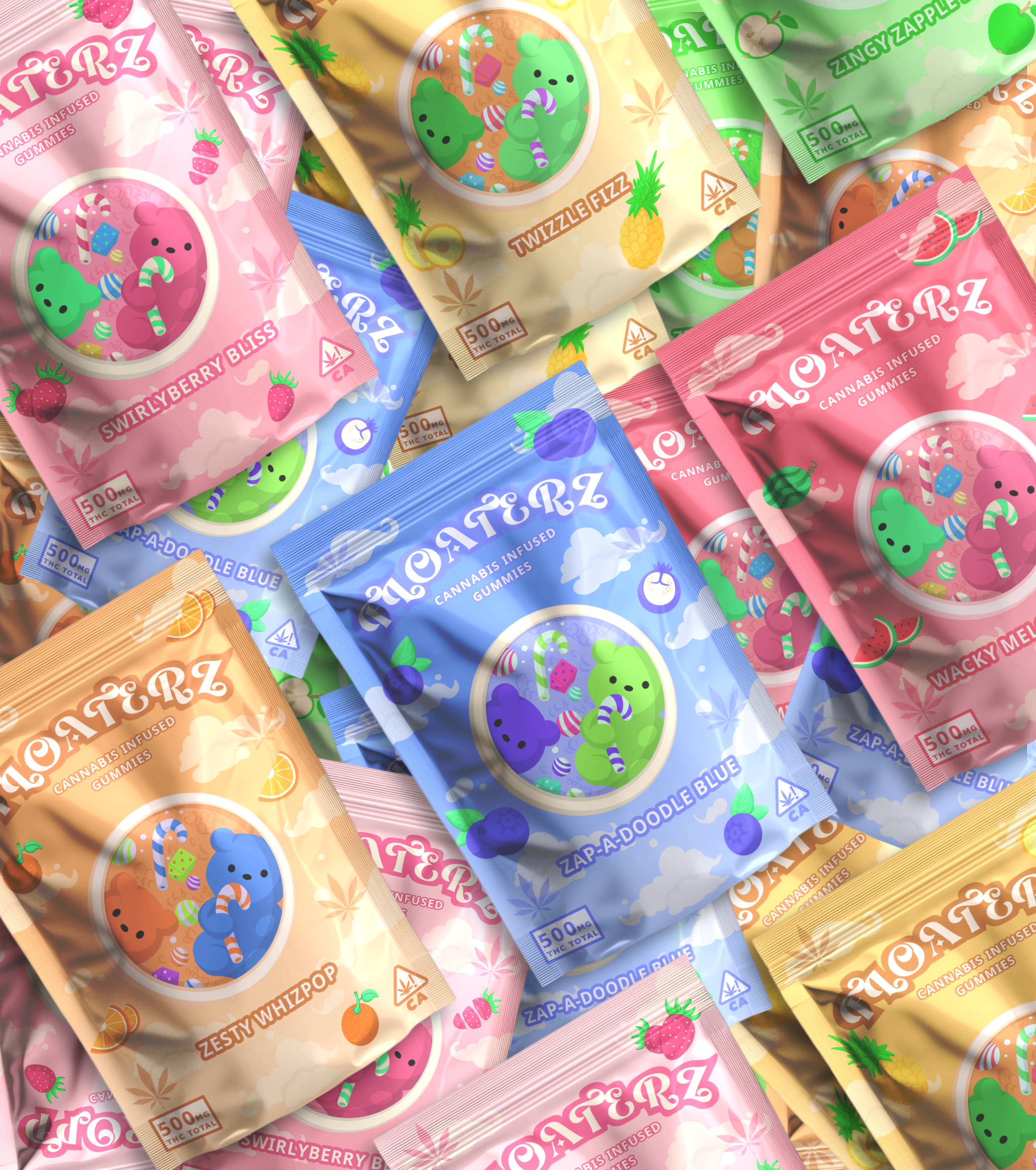 FLOATERZ — Packaging Design branding cannabis cartoon cartoon illustration cartoonist colorful cute digital art graphic design illustration moc package packaging playful weed