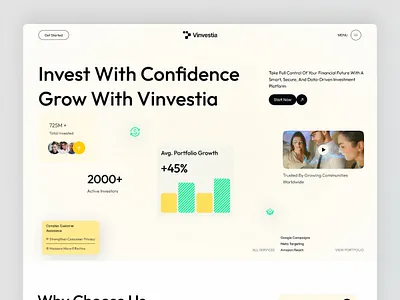 Investment Platform Landing Page animation b2b bank clean finance fintech investment landing page market minimalist modern money payment saas saas website startup stock wallet web design