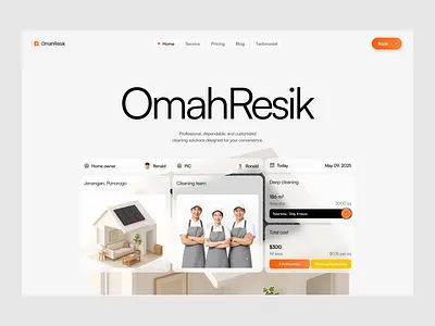 OmahResik - Home Cleaning Service agency animation branding cleaning company design elementor framer home house interaction landing page product service ui webflow website wordpress