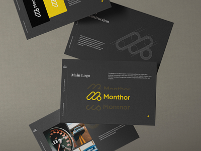 Monthor - Automotive Brand Guidelines Logo Construction 3d automotive brand branding business car company design graphic guideline illustration layout logo marketing mockup modern presentation services stationary visual