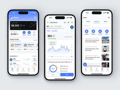Stockez - Mobile Stock Trading Application app applications clean ui finance app fintech ui investment app minimal ui mobile mobile app mobile finance modern ui portfolio tracker stock app stock market trading app ui design user interface ux design