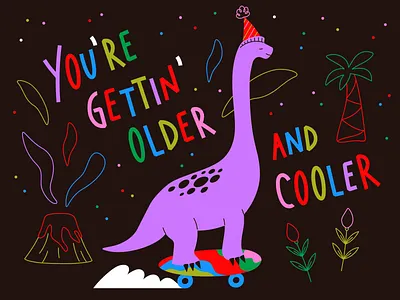 Kudoboard | Birthday greeting card birthday card colorful design digital illustration dinosaur graphic design greeting card happy birthday illustration illustrator lettering vector