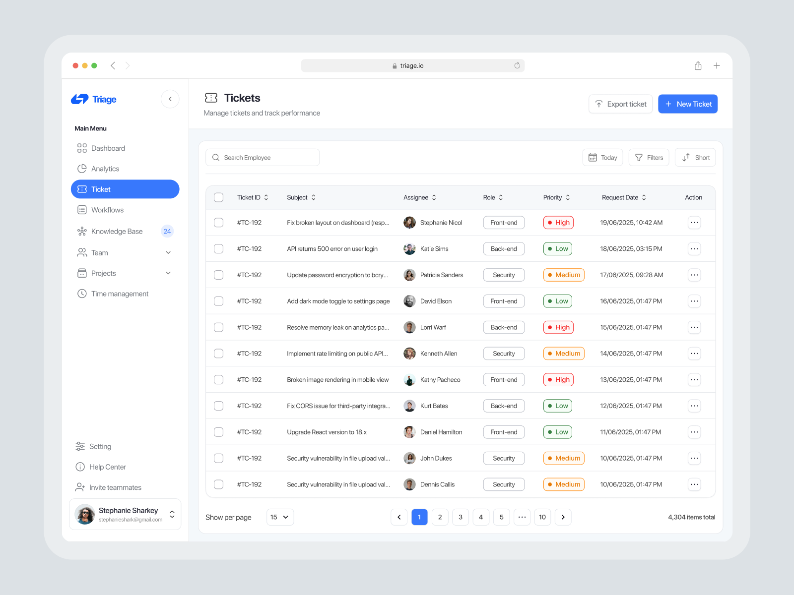 Triage - Ticket Management System app clean design dashboard list ticket management management ticket organized system tasks management ticket ticket system ui ux web design