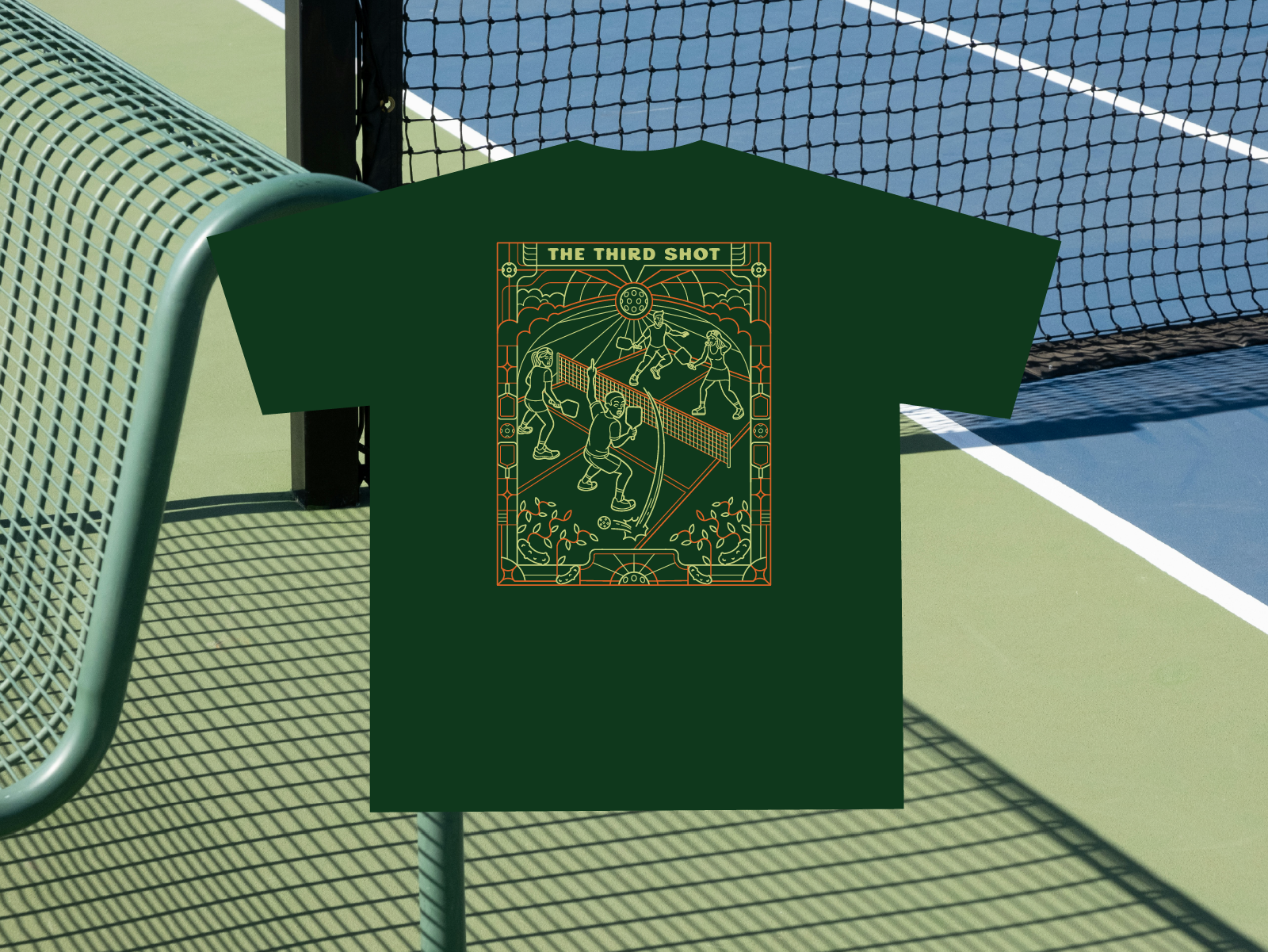 The Third Shot: Apparel Design apparel clothing geometric graphic design illustration line line art lineart logo merch merchandise minimal minimalist monoline pickleball shirt shoot sport t shirt tee