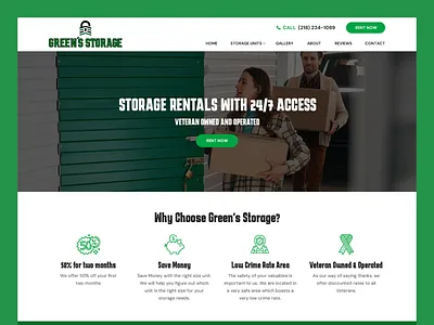 Green's Storage // Web Design garage moving rentals storage storage unit veteran web design