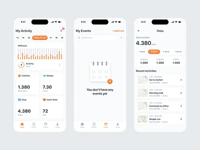 Wellness tracker app activity app app design calendar calories design fitness health mobile run ui ui design ui ux wellness workout