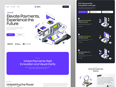 Veltra. - Elevating Transactions Landing Page 3d clean design financial fintech hero illustration illustration innovation isometric landing page minimal payment technology ui uiux vector web website