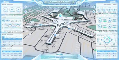 Smart Airport Web Design | UI Design 3d animation design digital twin ui visualization web design