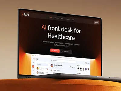VitaAI - Healthcare Landing Page Design | Orbix Studio ai assistant artificial intelligence digitalhealth doctor healthcare service home page homepage hospital interface landing page medical website medicalui orbix studio product design saasproduct technology website treatment uiux design web design web marketing
