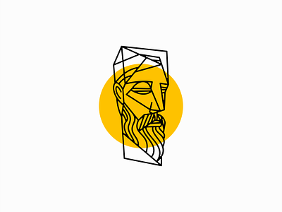 Bearded Man Logo abstract barber beard branding design emblem face geometric icon identity illustration lines logo man mark old portrait sun symbol vector